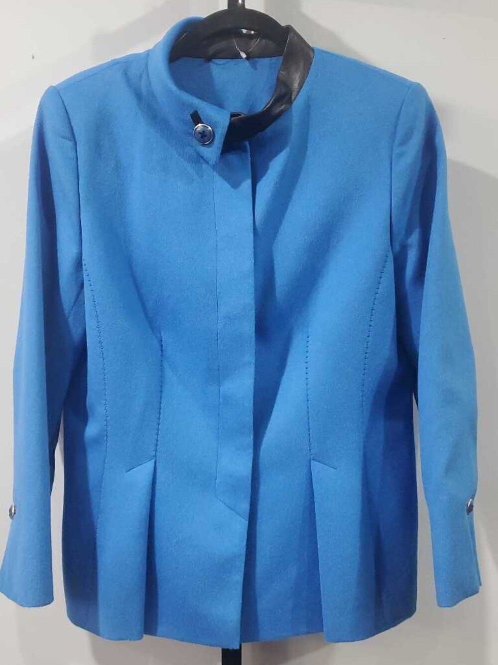 Algo Blue Cashmere and Leather Jacket Medium